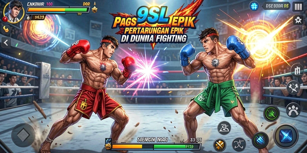 Tangkapan layar gameplay 9SL menampilkan pertarungan seru dan aksi dramatis.