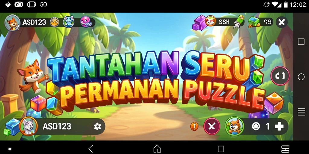 Tampilan gameplay utama ASD123 yang menggambarkan tantangan Puzzle.