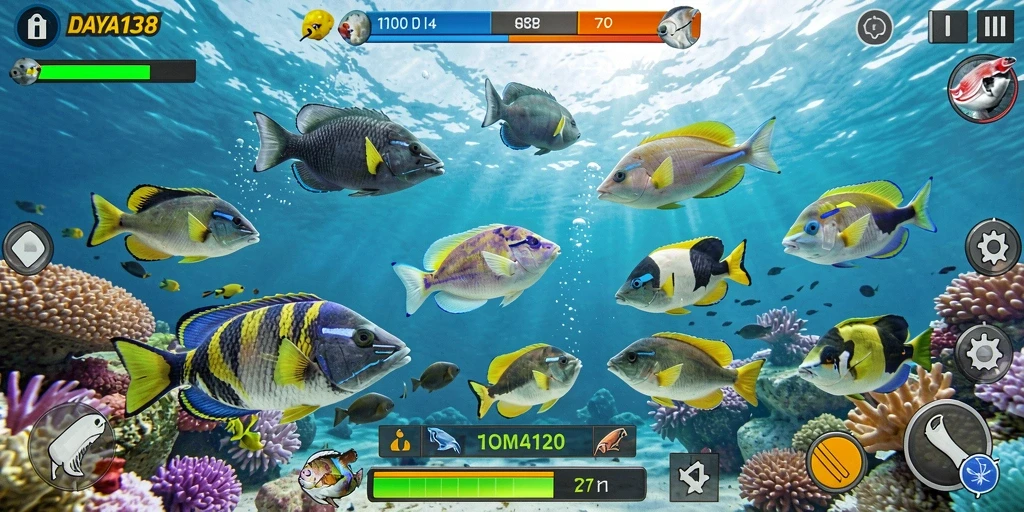 Tampilan gameplay menembak ikan yang seru dan mengasyikkan.