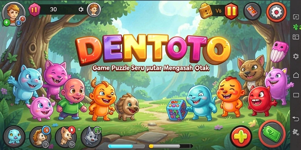 Tampilan gameplay DENTOTO dengan teka-teki menantang yang menunggu untuk dipecahkan.