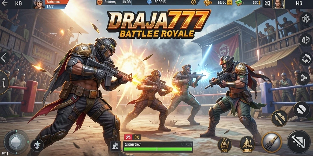 Screenshot gameplay DRAJA777 yang menampilkan aksi pertempuran seru.