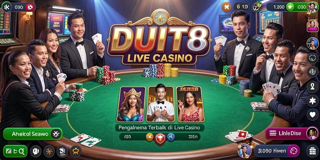 Tampilan gameplay Live Casino yang menegangkan di DUIT8.