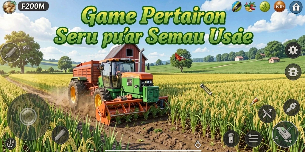Tampilan gameplay F200M yang menarik dengan aktivitas bertani.