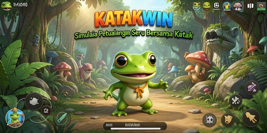 Gameplay KATAKWIN dengan katak melompat seru dan tantangan menarik.