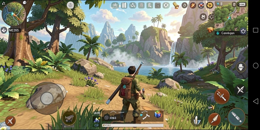 Screenshot gameplay ME355 menampilkan aksi seru di dunia terbuka yang luas.