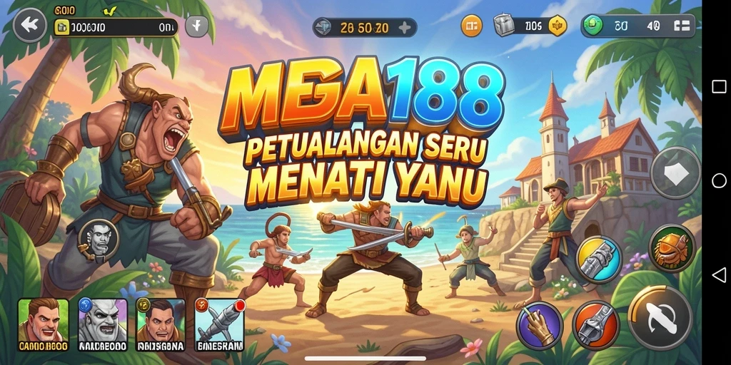 Screenshot utama MEGA188 menampilkan karakter utama dalam aksi petualangan yang mendebarkan.