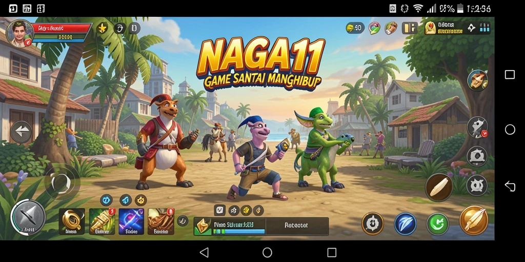 Tangkapan layar NAGA11 menunjukkan karakter lucu dan gameplay yang menyenangkan.