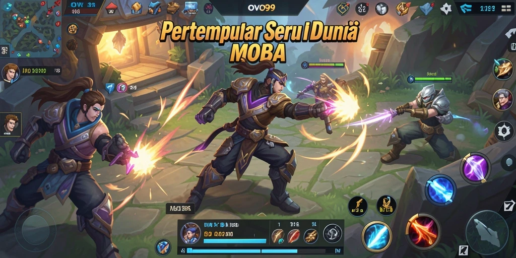 Tampilan gameplay seru OVO99 yang penuh aksi MOBA.