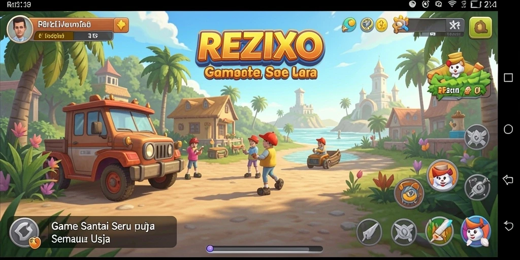 Tangkapan layar REZIXO menampilkan gameplay santai yang berwarna-warni.