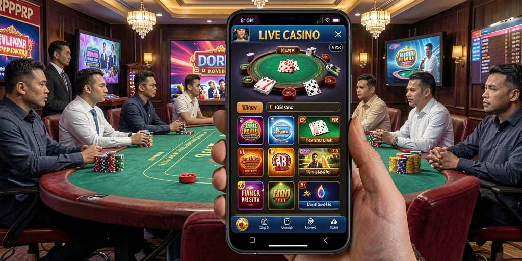 Tampilan gameplay RPRPRP dengan dealer langsung dan interaksi pemain.