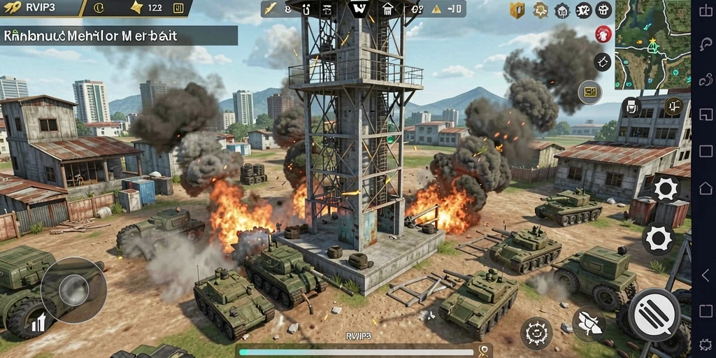 Tampilan gameplay RVIP3 yang seru dalam Tower Defense.