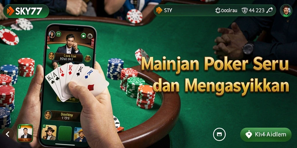 Tampilan gameplay seru dari aplikasi Poker SKY77.