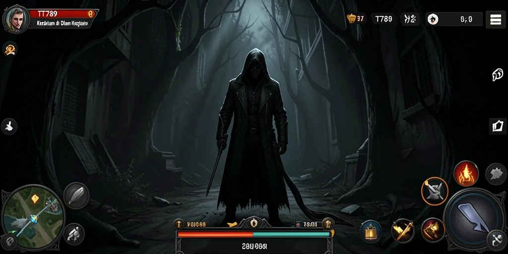 Screenshot gameplay TT789 menampilkan suasana Horror yang mencekam.