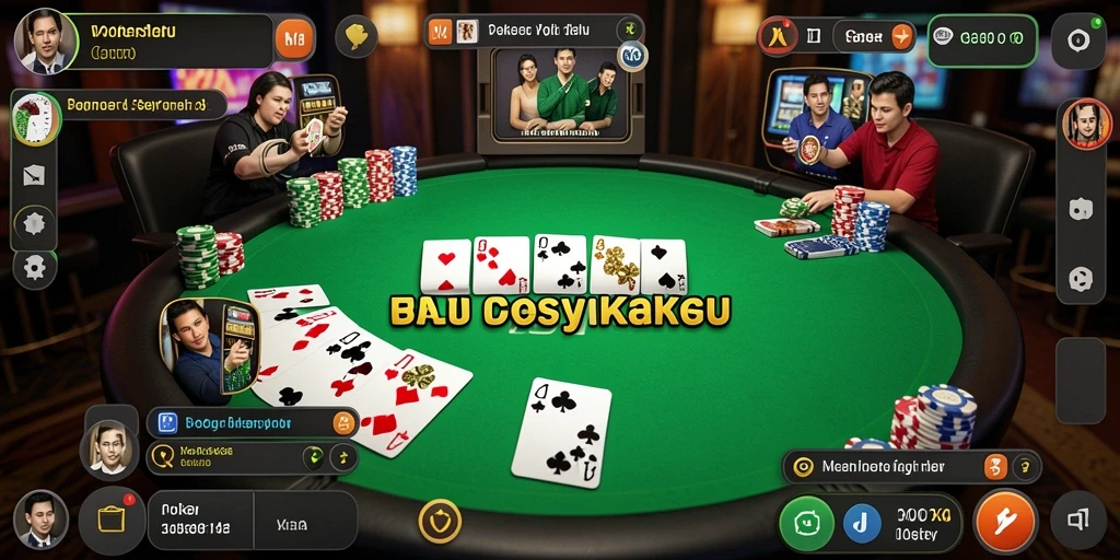 Screenshot gameplay V07 menampilkan aksi seru permainan poker.