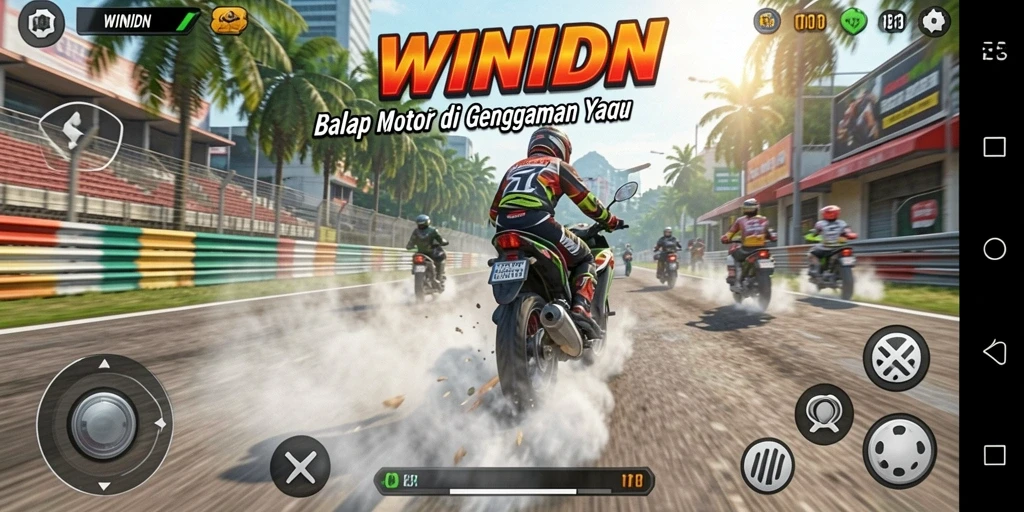Tampilan gameplay seru dengan balapan motor yang cepat.
