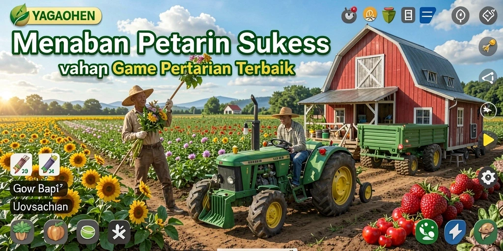 Tampilan gameplay YAGAOHEN dengan desain kebun profisional.