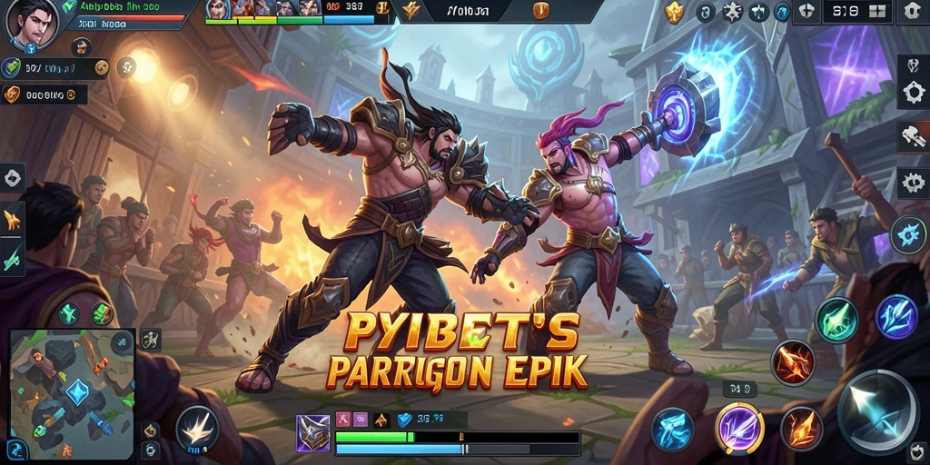 Gameplay YYBET menampilkan pertarungan seru antar karakter MOBA.